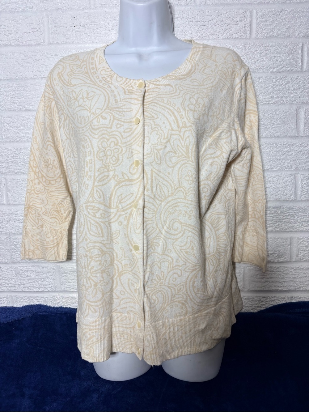 Merona Cream Paisley Button-Front Cardigan